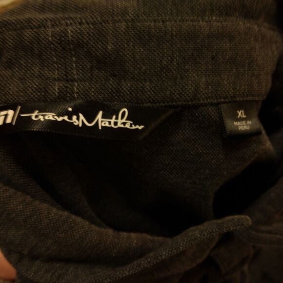 Travis Mathew golf polo shirt mens XL XLarge Gray short sleeve BUTTON collar - Picture 6 of 8